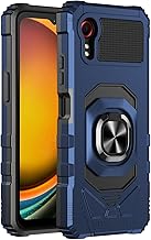 Compatible with Samsung Galaxy XCover 7 Case with Tempered Glass Screen Protector, Full-Body Protective, Magnetic Car Ring Holder Durable Cover Case (Blue)