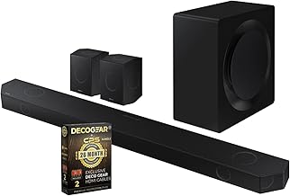 HW-Q990D 11.1.4ch Soundbar w/Rear Speaker, Wireless Dolby Atmos Audio (2024) + 2X 4K HDMI 2.0 Cable w/Pure Copper Conductors & Deco Gear CPS Exclusive 1-Year Protection