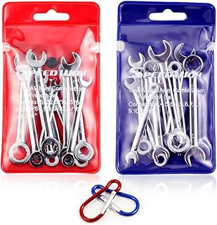SPEEDWOX Mini Wrench Set Metric SAE Ignition Wrench Sets Open and Box End Wrench Set Small Wrench Set Combination Wrench Sets with Storage Pouches and Key Chains, 4mm-11mm & 5/32"-7/16"