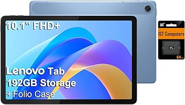 Tab M10 10.1" Idea Android Tablet, 128GB eMMC + 64GB SD Card, FHD+ (1920x1200), 8-Core MediaTek, Ultra-Light Design for Kids, Students, Gaming, Long Battery Life, 8MP + 5MP Camera, Folio Case