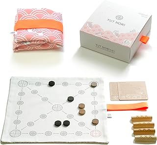 Giftable YUTNORI(Portable Board Game), Traditional Korean Party Game (with Unique Dice), Korean Folk Game YUNNORI, 2~4Teams, 15min, Strategy & Luck, Fast Pace, Mini Board Game