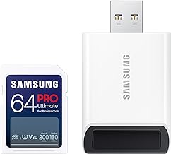 PRO Ultimate Full Size Memory Card/USB 3.0Reader, 64GB SDXC, Up to 200 MB/s, 4K UHD, UHS-I, C10, U3, V30, A2 for DSLR, Mirrorless Cameras, PCs, MB-SY64SB/AM