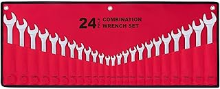 24-Piece All-Purpose Master Combination Wrench Set with Roll-up Pouch | SAE 1/4” to 1”, Metric 8mm to 24mm | Perfect for General Household, Garage, Auto Repairs, Car, Truck, Boat, and Travel Emergency