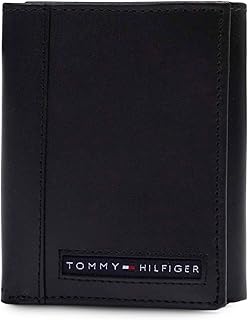 Men's Leather Trifold Wallet, Black/Black, One Size