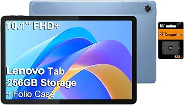 Tab M10 10.1" Idea Android Tablet, 128GB eMMC + 128GB SD Card, FHD+ (1920x1200), 8-Core MediaTek, Ultra-Light Design for Kid, Student, Gaming, Long Battery Life, 8MP+5MP Camera, Folio Case