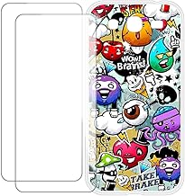 Compatible with Samsung Galaxy Mega 5.8 I9150 Case Colorful Custom Cover with 2 Pack Tempered Glass Screen Protectors - Shockproof Scratch-Resistant (Graffiti)