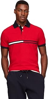 Men's Short Sleeve Cotton Pique Flag Graphic Polo Shirt in Custom Fit