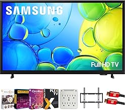 32 inch 1080P FHD F6000F Full HD Smart TV 2025 Bundle with Premiere Movie Streaming + Wall Mount + 6-Outlet Surge Adapter + 2X HDMI Cable & Complete Home Theater Beginner's Guidebook