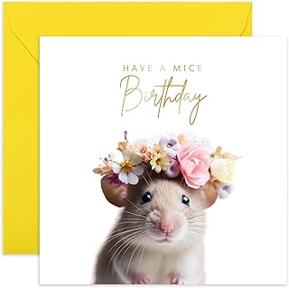 Old English Co. Mouse Very Happy Birthday Card for Her - Cute Mouse Floral 'Mice' Birthday Card for Women - Cute Birthday Cards for Sister, Mum, Daughter, Friend | Blank Inside with Envelope