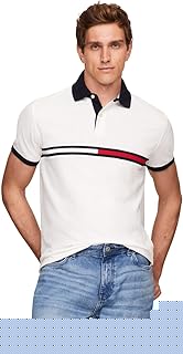 Men's Short Sleeve Cotton Pique Flag Graphic Polo Shirt in Custom Fit