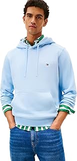 Men's Medium Weight Cotton Hoodie Sweatshirt With Embroidered Flag Logo and Drawstring
