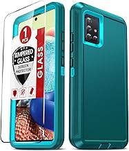 Compatible for Galaxy A71-5G Phone Case:【NOT FIT A71 4G/ A71 5G UW】 Samsung A71 5G Phone Case Tempered Glass Screen Protector, Heavy Duty 3 in 1 Rugged, Military Grade Shockproof A 71 5G, Teal