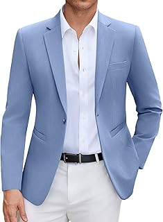 Mens Casual Blazer Slim Fit Suit Jacket Lightweight One Button Business Sport Coats