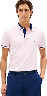 Men's Short Sleeve Casual Polo Shirts in Regular Fit with Stretch and Contrast Collar Designs