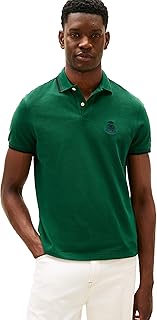 Men's Short Sleeve Casual Polo Shirts in Regular Fit with Embroidered Crest Design