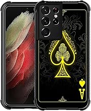 CARLOCA Case for Samsung Galaxy S30 Ultra S21 Ultra,Playing Card Ace 2 Design Shockproof with 4-Sided Airbag, Anti-Scratch & Anti-Slip TPU Cover - Protective Phone Case for Men Women