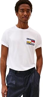 Men's Short Sleeve Cotton Graphic T-Shirts with Printed Color Flag Logo