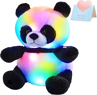 WEWILL BSTAOFY Light up Panda Stuffed Animal LED Panda Bear Soft Plush Toys Glow in Dark Bedtime Companion with Night Lights Birthday Valentines Christmas for Toddler Kids, 12''
