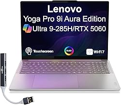 Yoga Pro 9i Aura Edition Creator Laptop 16.0" Touchscreen OLED 3.2K Display (Intel Ultra 9-285H, 32GB LPDDR5X, 1TB SSD, GeForce RTX 5060, Backlit KB, Win 11 Home) w/DKZ USB Port Expander