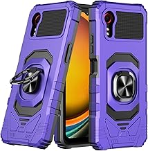 Compatbile for Samsung Galaxy XCover-7 with Screen Protector, Ring Kickstand for Magnetic Car Mount, Heavy Duty Shockproof Phone Cover (Purple)