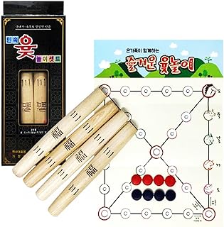 Wooden Stick Board Game Set – Traditional Korean Game Made in Korea with Board, 4 YUT Sticks, and 8 Pieces