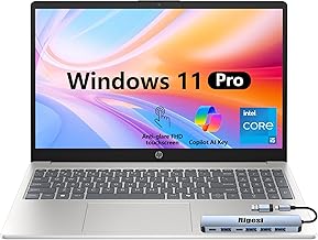 15.6" FHD Touch Laptop, Intel i5, 16GB RAM, 512GB SSD, Windows 11 Pro, Wi-Fi 6, Flagship Business Laptop Bundle with Docking Station – Natural Silver