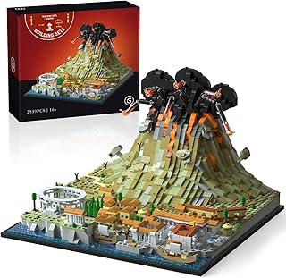Architecture The Ancient City of Pompeii in Rome Building kit; Mount Vesuvius Collectible Display Set 2539 Pcs for Adults; Compatible with Lego, (2539 Pieces)