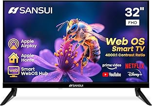 32 inch FHD Smart WebOS TV | Frameless Screen with chromecast Built in | 4000:1 Contrast Ratio|WebOS Hub with 2×8W Speakers & Apple HomeKit & Live TV| Support Airplay & WiFi & Bluetooth 5.2