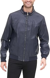 Men's Faux Leather Bomber Jacket