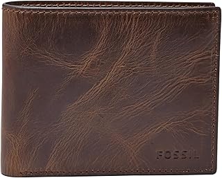 Men's Wallet, Derrick Leather RFID-Blocking Wallet, Bifold with Flip ID, Dark Brown