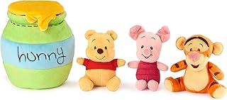 Disney Official Winnie the Pooh Plush Playset with Pooh, Tigger, and Piglet, Sensory Toy Stuffed Animals for Ages 0 and Up, Green, 8”