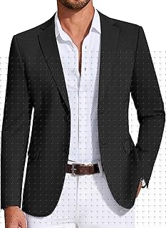 Mens Casual Blazer Knit Sport Coat Lightweight Two Button Suit Jacket