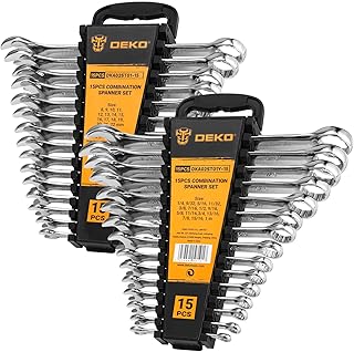 DEKOPRO Combination Wrench Set, SAE&Metric, 30-piece, 1/4'' to 1'' & 8-22mm, 12-Point, Chrome Vanadium Steel, with Plastic Tray
