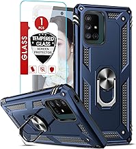 LeYi for Samsung Galaxy A71 5G Phone Case, Samsung A71 Case with Tempered Glass Screen Protectors, Heavy Duty Dual Layer Shockproof Ring Holder Stand Covers Funda para for Android A71 5G, Blue