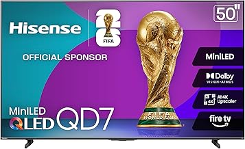 50" Class QD7 Series Mini-LED 4K UHD Smart Fire TV (50QD7QF, 2025 Model) - QLED, HDR10+, Dolby Vision, Dolby Atmos, Game Mode Plus, ALLM, Alexa Built in with Voice Remote, Streaming TV, Black