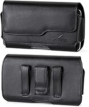 for Samsung Galaxy J3 Prime SM-J327T, Galaxy Express Prime 2 SM-J327A, Galaxy J3 (2017) SM-J327A, Premium Leather Pouch Case Holster Cover with Belt Clip & Loops and Magnetic Closure Black