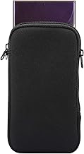 Neoprene Cell Phone Sleeve Pouch Carrying Case for Samsung Galaxy A17 A16 A14 A13 A07 A06 A05 S26 Ultra S23 Ultra S22 Ultra, Moto G 5G 2024 2025 / G Play/G Power with Neck Lanyard (Black-XL)