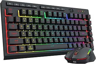 Wireless Gaming Keyboard and Mouse Combo, Bluetooth/2.4G/USB-C Wired, RGB Backlit, 75% Portable Quiet Rechargeable Macro Membrane Keyboard & 12800 DPI Mouse with Software for Win/MAC