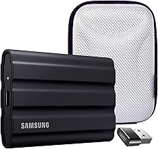 MU-PE4T0S/AM T7 4TB Shield Portable SSD, USB 3.2, Black Bundle with Hard Shell Case & Converter Adapter Type C Adapter, Type-C USB C Female to USB2.0 USB 2.0 A Male