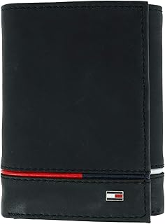 Men's Leather Leif RFID Trifold Wallet with Double ID, Black