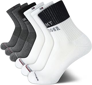 Mens Quarter Socks - 6 Pack Athletic Performance Cushioned High Quarter Length Ankle Socks for Men for Running