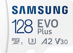 Samsung EVO Plus microSD Memory Card + Adapter, 128GB microSDXC, Speeds Up to 160 MB/s, UHS-I, C10, U3, V10, A3, Upgrade Storage for Phones, Tablets, Gaming Consoles, DSLR Cameras, PCs, MB-MC128SA/AM