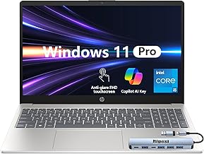 15.6" FHD Touch Laptop, Intel i5, 16GB RAM, 512GB SSD, Windows 11 Pro, Wi-Fi 6, Flagship Business Laptop Bundle with Docking Station – Natural Silver