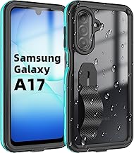 for Samsung Galaxy A17 5G Phone Case, IP68 Waterproof Dustproof, Built-in Screen Protector, Rugged Full Body Shockproof Protective Cover with Cell Phone Ring Holder for Samsung A17 5G / 4G (Cyan)
