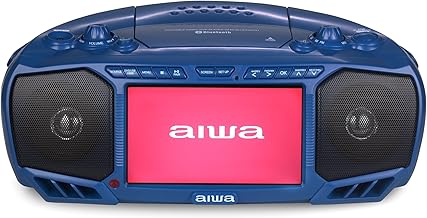 Portable Boombox, Crystal Clear Sound with 3W x 2 Speakers and Bass Function, Featuring a 7" LCD Display, Bluetooth Connectivity, FM Radio, CD/DVD Player, Streaming on Roku and Amazon Firestick