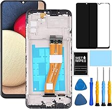 For Samsung A02s Screen Replacement kit for Samsung Galaxy A02s LCD Display A025a A025u s124dl Touch Screen Digitizer Assembly with Tools 6.5 inch (Black with Frame)