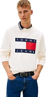Men's Medium Weight Crewneck Sweatshirt With Printed Flag Logo