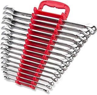 Max Torque 15-Piece Premium Combination Wrench Set, Chrome Vanadium Steel, Long Pattern Design | Include Metric Sizes 8, 9, 10, 11, 12, 13, 14, 15, 16, 17, 18, 19, 20, 21, 22mm with Storage Rack