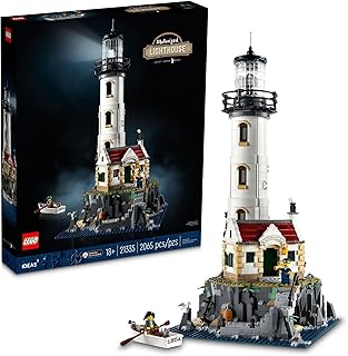 Ideas Motorized Lighthouse 21335 Adult Model Building Kit, Complete with Rotating Lights, Quaint Cottage and a Mysterious Cave, Creative Gift Idea