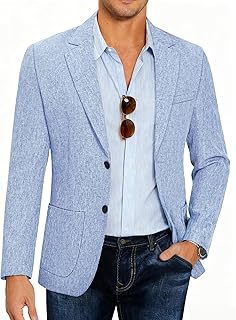 Mens Casual Blazer Slim Fit Sport Coat Lightweight Two Button Suit Jackets